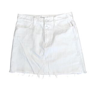 PAIGE Women’s White Aideen Denim Raw Hem Mini Jean Skirt